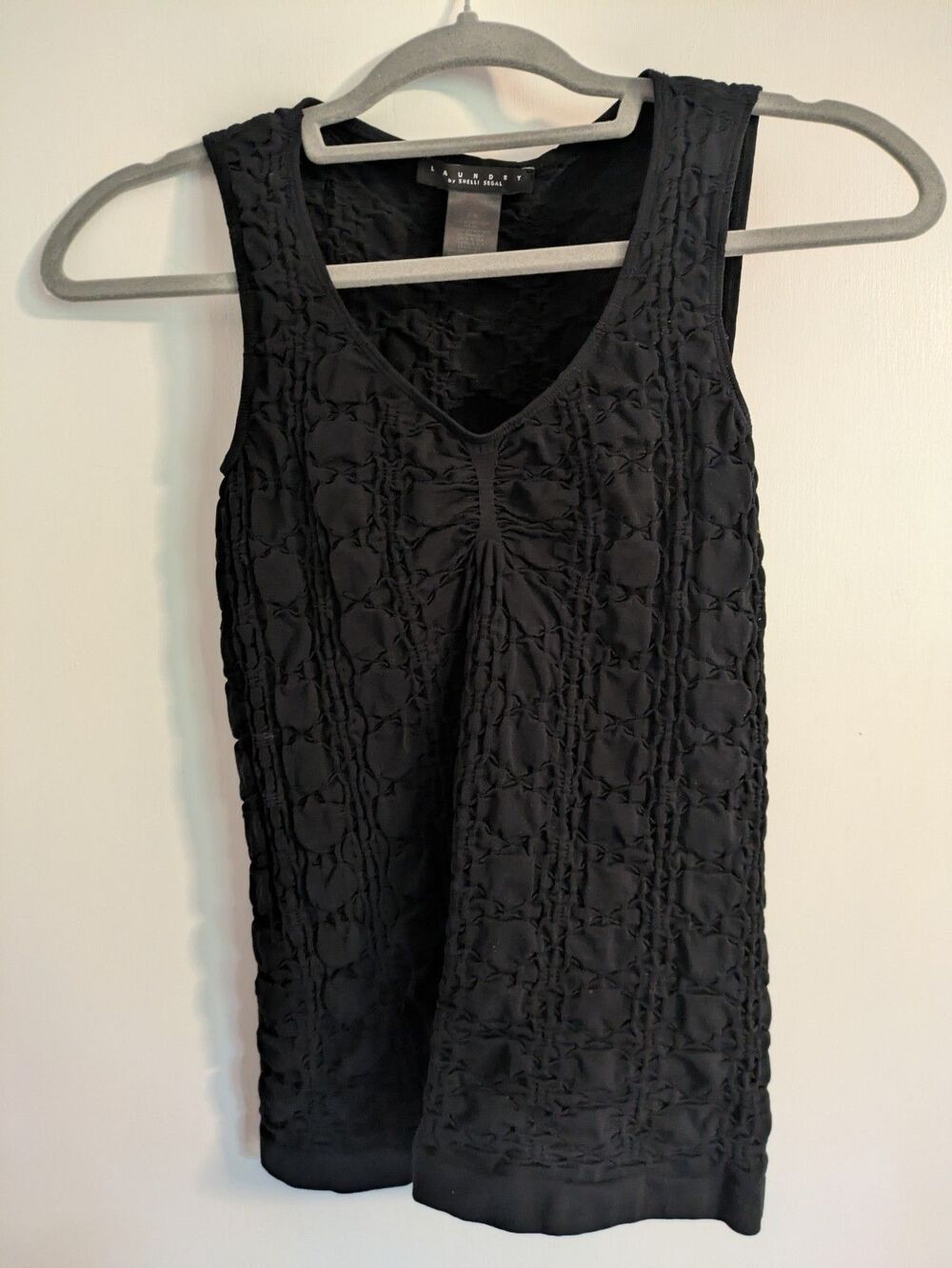 Laundry Shelli Segal Ruched Black Tank Top S/M Stretchy Basic Layering Summer
